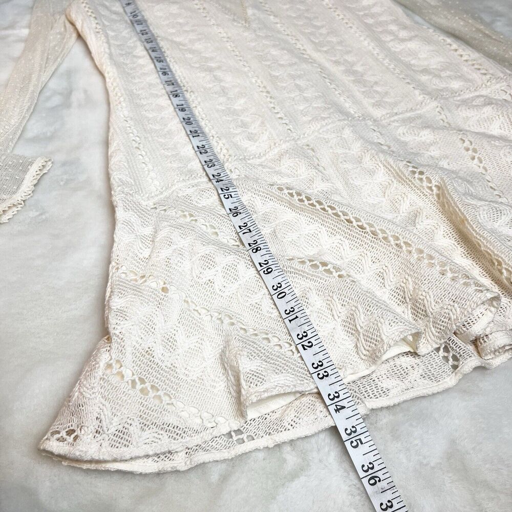 Stevie May Ivory Crochet Lace Long Sleeve Gallery Mini Dress Sz S - Picture 10 of 10